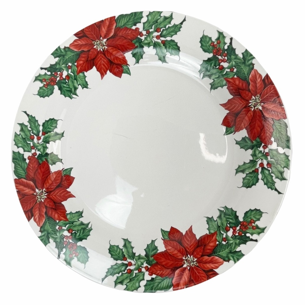 Hallmark Red Poinsettia Holiday 10.5 Dinner Plate - Picture 4 of 8